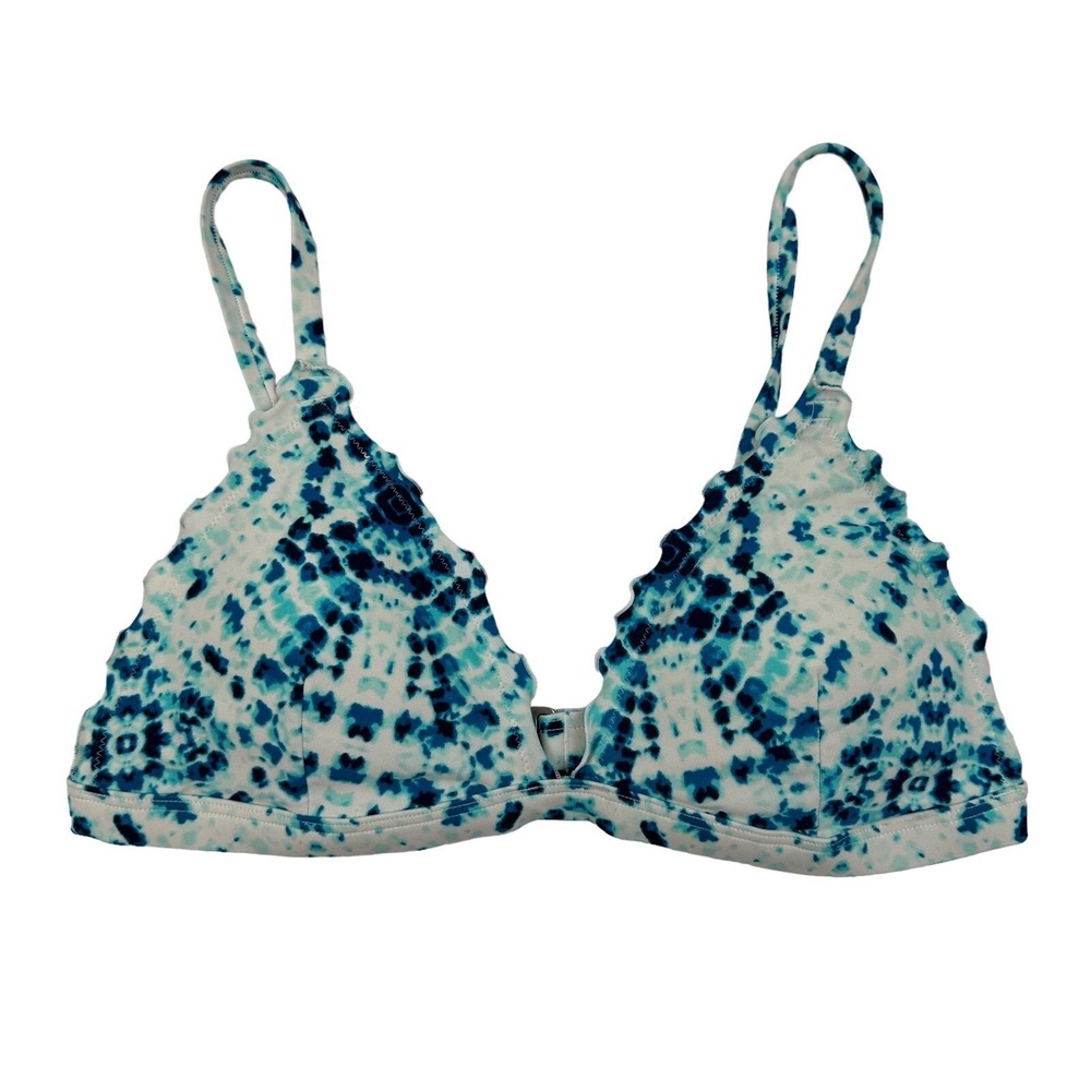 Hollister Blue Tie Dye Swim Bikini Top Triangle Spaghetti Strap Adjustable Sz M